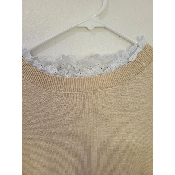 Women's Cream Knit Sweater with built in Lace Liner size Medium #16 - Picture 3 of 5